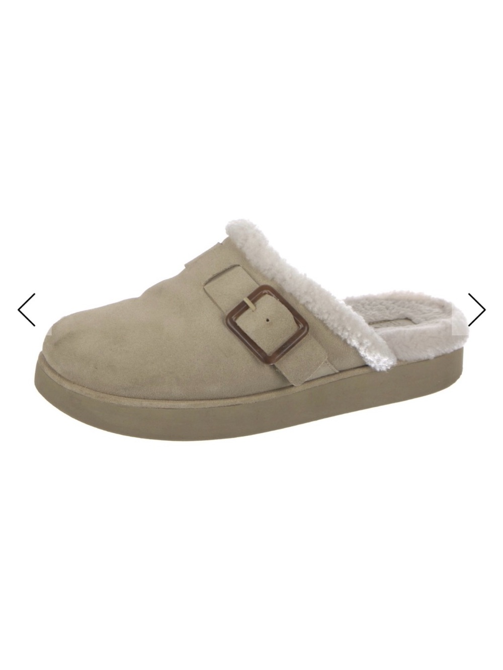 Vince Beige Faux-Shearling Mule with Buckle